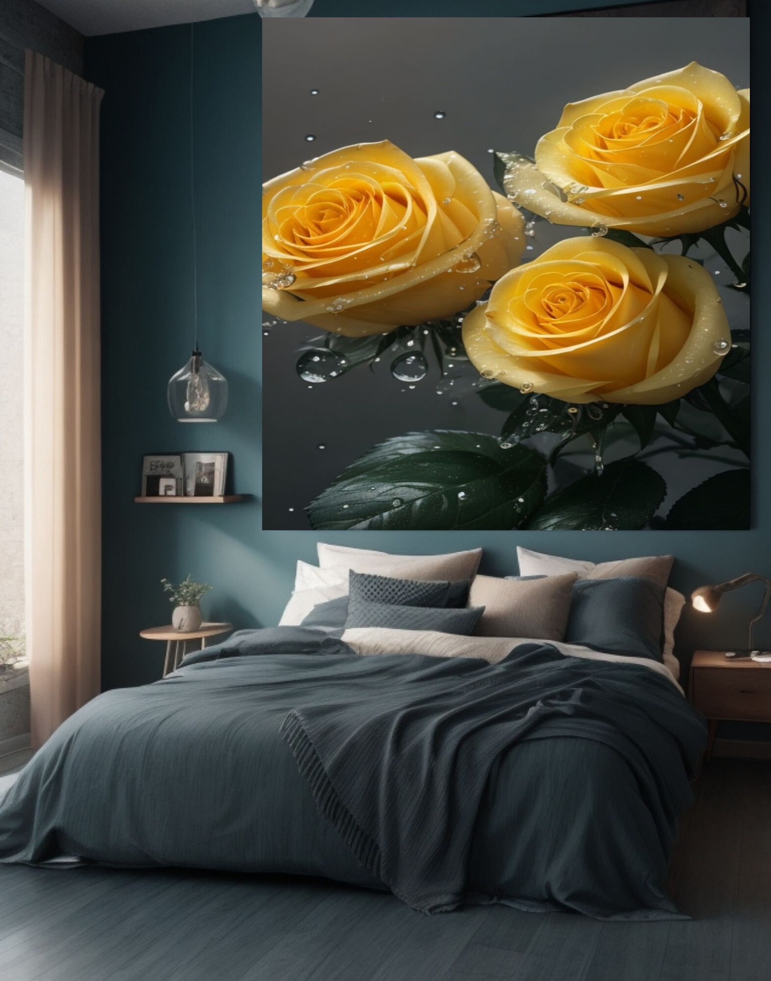 Yellow Roses Wall Art, Printable Artwork, Flowers, Love, Beauty, Purity