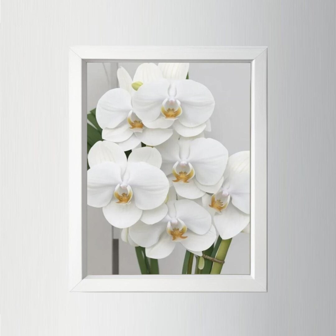 White Orchid Wall Art, Printable Artwork, Flowers, Love, Beauty, Purity