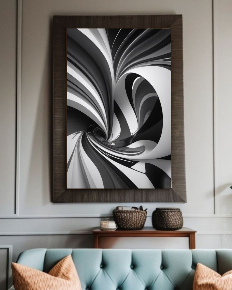 Abstract Black and White Wall Art Printable Artwork Etsy