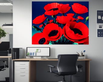 Wall Art Canvas Poppies Spring Garden Landscape Bloom Artwork Design Vibrant Elegance Modern Decor Style
