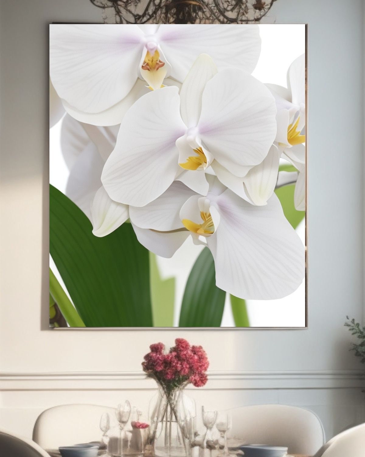 White Orchid Wall Art, Printable Artwork, Flowers, Love, Beauty, Purity