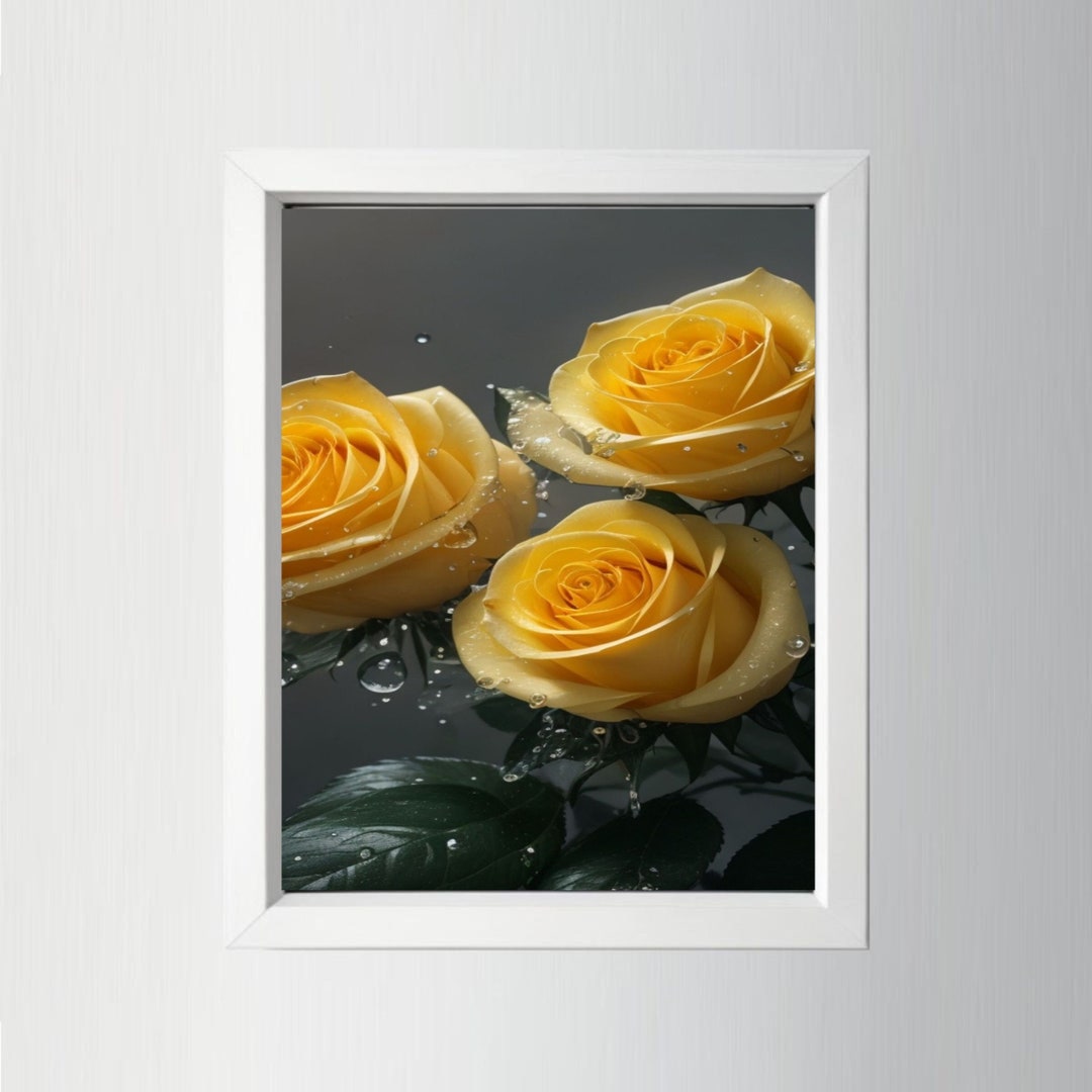Yellow Roses Wall Art, Printable Artwork, Flowers, Love, Beauty, Purity