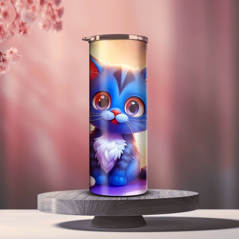 Cats Love Story Printable 20 Oz Skinny Tumbler, Happy New Year