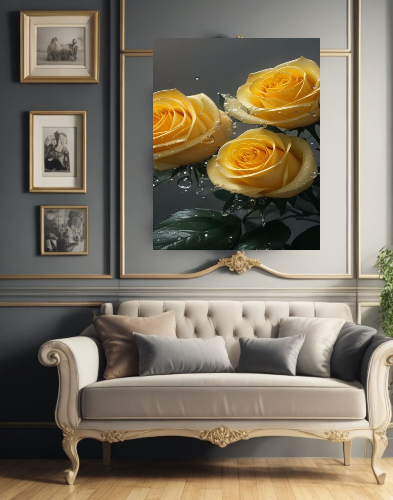 Yellow Roses Wall Art, Printable Artwork, Flowers, Love, Beauty, Purity