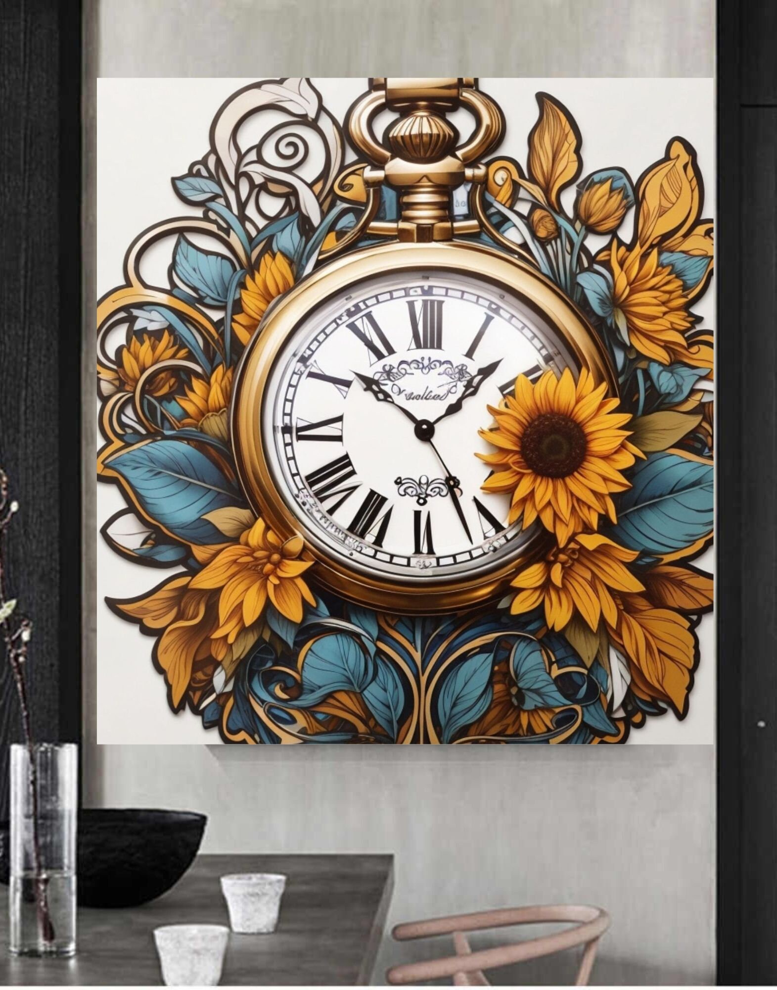 Pocket Watch Wall Art, Printable Artwork , Autumn, Sunflower, Thanksgiving Etsy