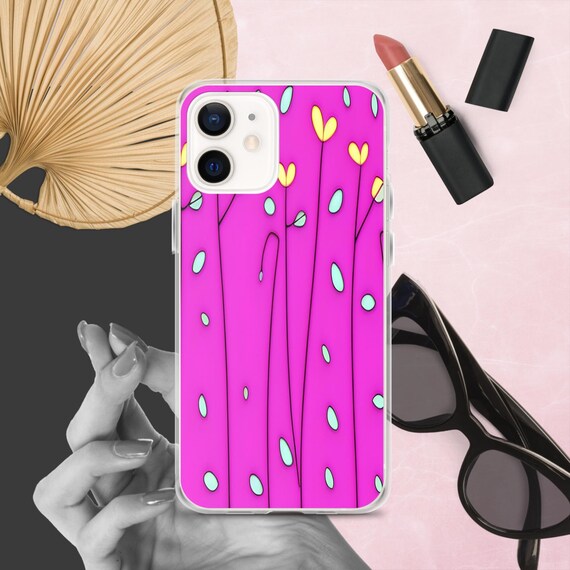 Magenta Phone Case With Yellow Flowers and Blue Leaves Clear Case for Iphone - Etsy Magenta Phone Case With Yellow Flowers and Blue Leaves Clear Case for Iphone - Etsy