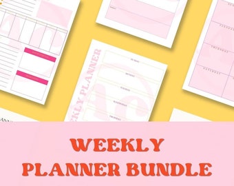 Printable Weekly Planner Bundle Four Different Styles Monday/Sunday Start Planner Page For Productivity Planner A4 A5 US Letter