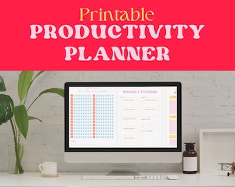 Girly Productivity Planner; Printable ADHD planner- Daily Planner Weekly Planner Monthly Planner Bundle A4 A5 US Letter pdf