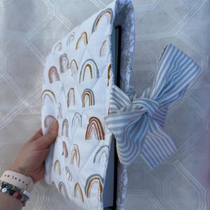 Handmade Quilted Book Bible Cover | Book Sleeve | Bible Sleeve | Bible Cover | Lightweight Cotton Book Bag with Bow | Tablet Case
