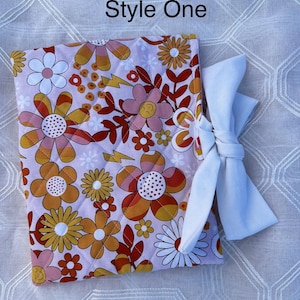 Quilted Bible Sleeve | Book Sleeve | Handmade Bible Cover | Lightweight Cotton Book Bag with Bow | Handmade Quilted Book Bible Cover