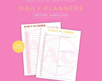 Printable Daily Planner Bundle Four Different Styles Planner Page For Productivity Planner A4 A5 US Letter