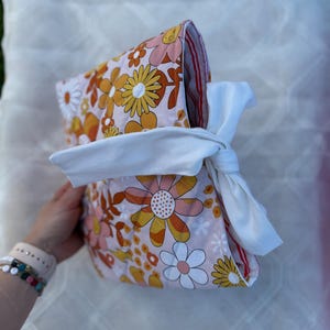 Handmade Quilted Book Bible Cover | Book Sleeve | Bible Sleeve | Bible Cover | Lightweight Cotton Book Bag with Bow | Tablet Cover