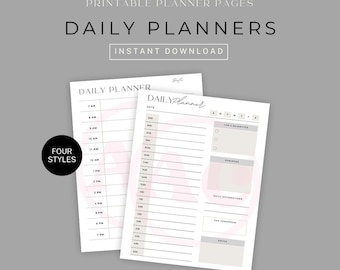 Modern Printable Daily Planner Bundle Four Different Styles Planner Page For Productivity Planner A4 A5 US Letter