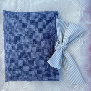Handmade Quilted Book Bible Cover | Book Sleeve | Bible Sleeve | Bible Cover | Lightweight Cotton Book Bag with Bow | Tablet Case