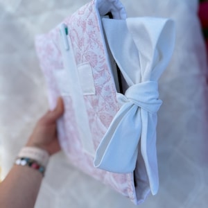 Handmade Quilted Book Bible Cover | Book Sleeve | Bible Sleeve | Bible Cover | Lightweight Cotton Book Bag with Bow | Tablet Case