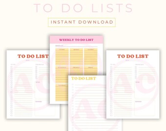 Printable To Do List To Do List Bundle Four Different To Do List Styles Planner Page For Productivity Planner A4 A5 US Letter