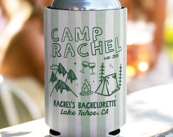 Camp Bachelorette Can Coolers, Custom Camp Bachelorette Decor, Bachelorette Party Can Sleeve, Personalized Party Favors, Girls Weekend