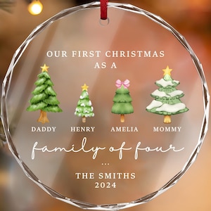 Family of Four Christmas Ornament, First Christmas Ornament, Family of 4, Custom Family Ornament, Personalized Family Keepsake, Family of 3