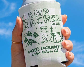 Camp Bachelorette Can Coolers, Custom Camp Bachelorette Decor, Bachelorette Party Can Sleeve, Personalized Party Favors, Girls Weekend