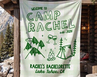 Camp Bachelorette Banner Custom Bachelorette Tapestry Camp Bach Decor Last Trail Before The Veil Mountain Views Cabin Crew Custom Bach Sign