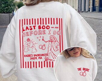 Last Boo Before I Do Bachelorette Sweatshirt, Halloween Bachelorette, Til Death Do Us Party, Skeleton Bridal Party Shirts, Spooky Bach Ghost