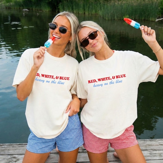 Red White and Blue Heavy On The Blue Fourth Of July Shirt, Democrat 4th Of July Shirt, Y2K Tee, Liberal Shirt, Feminist Graphic Tshirt