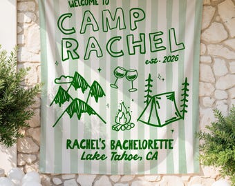 Camp Bachelorette Banner Custom Bachelorette Tapestry Camp Bach Decor Last Trail Before The Veil Mountain Views Cabin Crew Custom Bach Sign