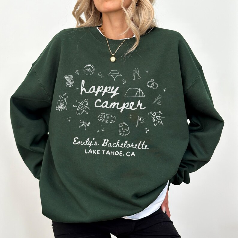 Happy Camper Bachelorette Shirt, Camping Bachelorette Party Tee, Bride Camp Trip Shirt, Outdoors Hen Party Shirts, Camp Bachelorette Gifts