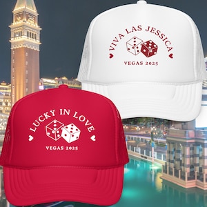 Custom Vegas Bachelorette Hats, Las Vegas Hat, Lucky In Love Bachelorette Party, Bachelorette Party Decor, Bridal Party Gifts, Sin City Bach