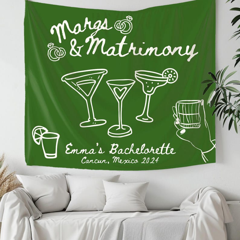 Custom Margaritas and Matrimony Bachelorette Photo Backdrop, Margs and ...