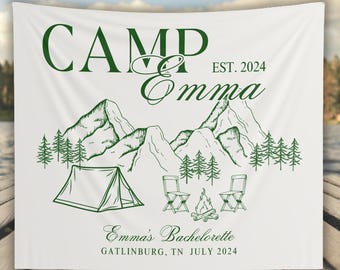 Custom Camp Bachelorette Banner, Personalized Camp Bachelorette Sign, Camp Bachelorette Party Tapestry, Camp Bach Decor, Custom Tapestry