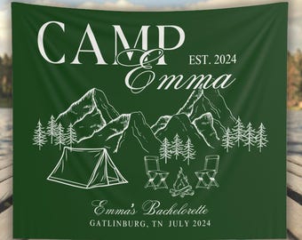 Custom Camp Bachelorette Banner, Personalized Camp Bachelorette Sign, Camp Bachelorette Party Tapestry, Camp Bach Decor, Custom Tapestry