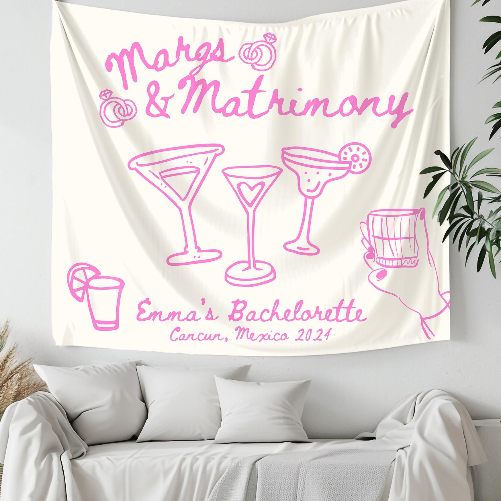 Custom Margaritas and Matrimony Bachelorette Photo Backdrop, Margs and ...