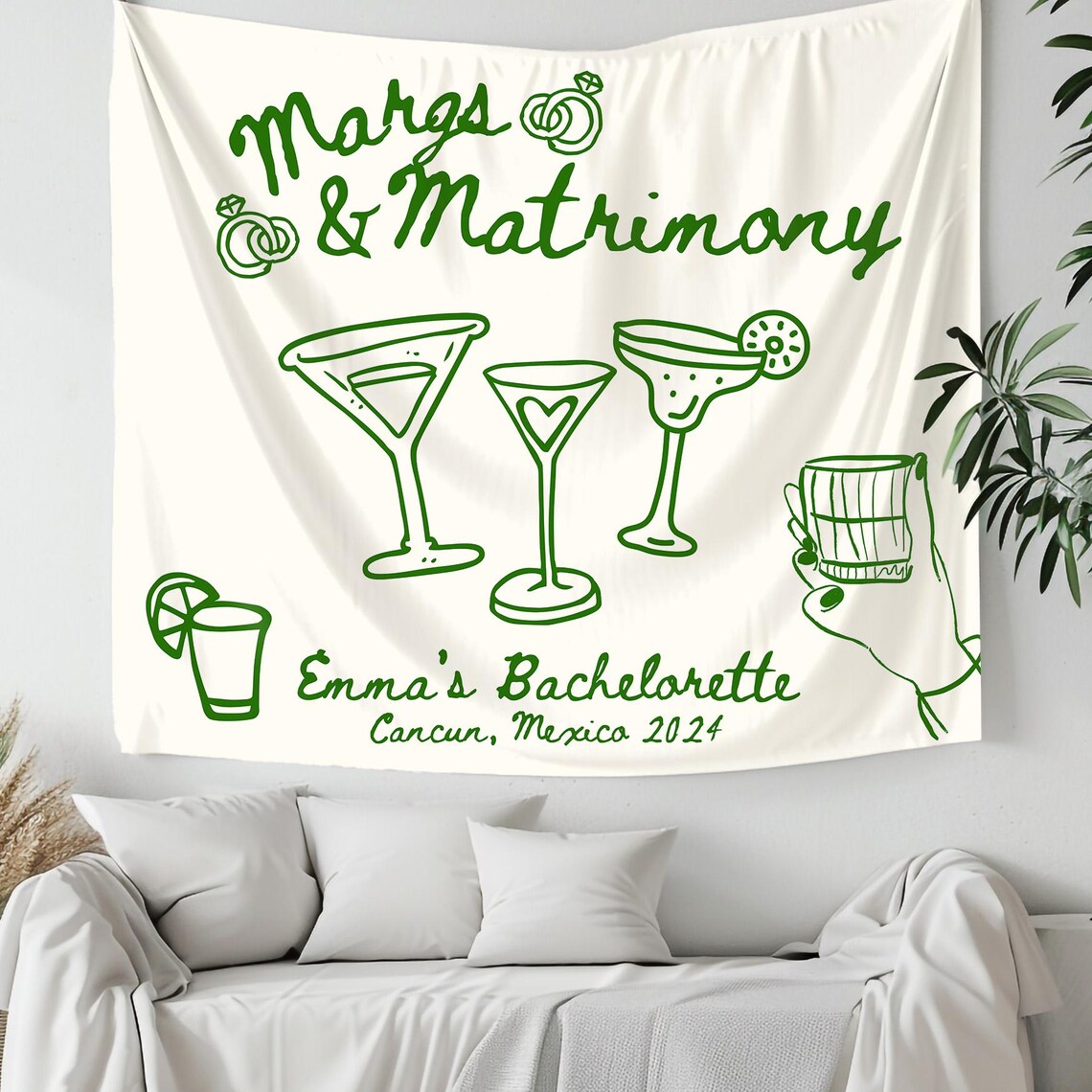Custom Margaritas and Matrimony Bachelorette Photo Backdrop, Margs and ...