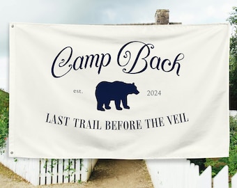 Camp Bach Wall Flag, Custom Camp Bachelorette Decor, Camp Bachelorette Banner, Last Trail Before The Veil, Bachelorette Party Tapestry