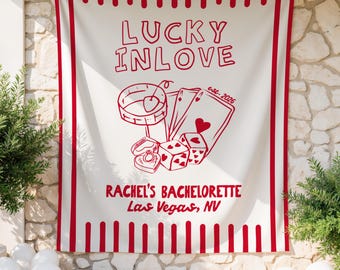Las Vegas Bachelorette Banner, Lucky In Love Tapestry, Feeling Lucky Bachelorette, Bachelorette Party Decor, Custom Bachelorette Sign