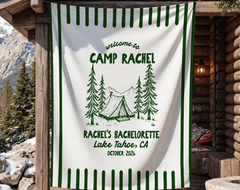 Camp Bachelorette Banner Custom Bachelorette Tapestry Camp Bach Decor Last Trail Before The Veil Mountain Views Cabin Crew Custom Bach Sign