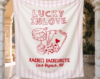 Las Vegas Bachelorette Banner, Lucky In Love Tapestry, Feeling Lucky Bachelorette, Bachelorette Party Decor, Custom Bachelorette Sign