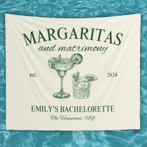 Custom Margaritas and Matrimony Bachelorette Photo Backdrop, Margs and Matrimony Tapestry, Bachelorette Decor, Custom Tapestry, Beach Bach