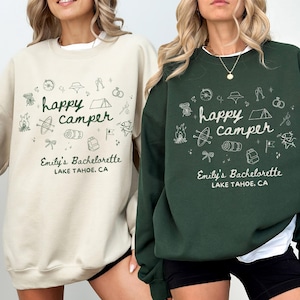 Happy Camper Bachelorette Shirt, Camping Bachelorette Party Tee, Bride Camp Trip Shirt, Outdoors Hen Party Shirts, Camp Bachelorette Gifts