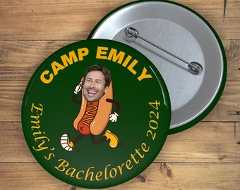 Funny Camp Bachelorette Custom Buttons, Camp Bachelorette Party Favors, Camp Bach Decor, Camp Bach Pins, Custom Pins, Custom Bach Face Pin