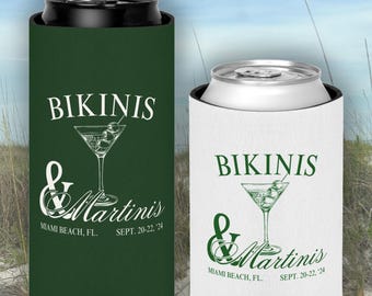 Custom Bikinis and Martinis Can Coolers, Bikini and Martini Decorations, Bachelorette Party Decor, Custom Cozie, Beer Hugger