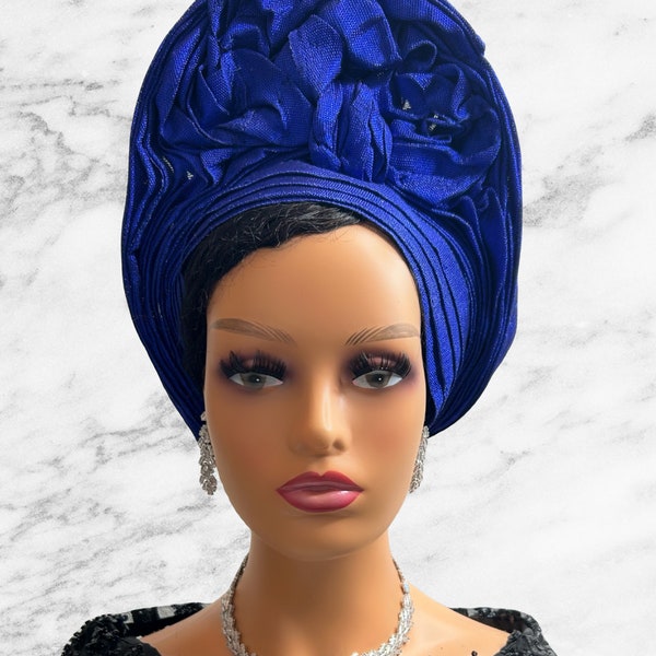 African Auto Gele -  Effortless Style, Traditional Beauty - Your Ready-to-Wear African Gele Headwrap for Weddings, Parties, and More