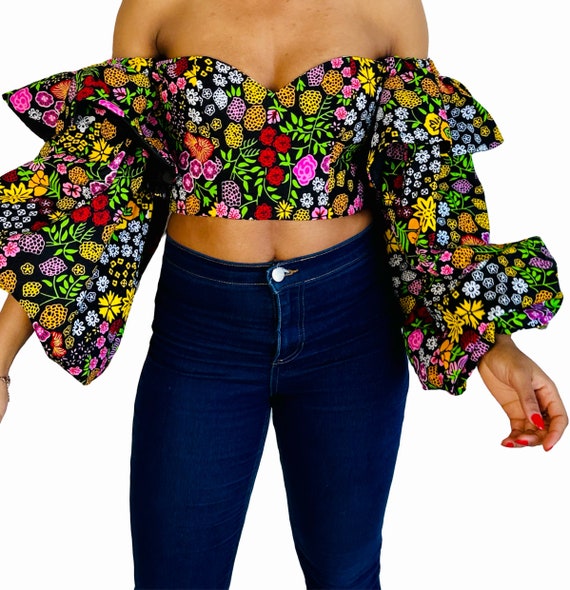 Flower African Crop Tops and Ankara Fashion Tops Hot Summer Picks for Women Featuring Ankara Top African Tops Ankara Crop Top Etsy Canada