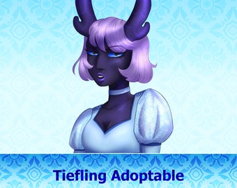 Purple TIEFLING ADOPTABLE N.1 - Dungeons and Dragons, D&D, DnD, Table Top Roleplaying Game, TTRPG, Digital Illustration, Instant Download