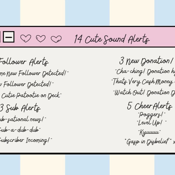 14 Cute Sound Alerts for Streaming Pack #2 | Audio Alerts, Notifications, Transitions, Sound Effects, Youtube, Twitch, Voice Acting