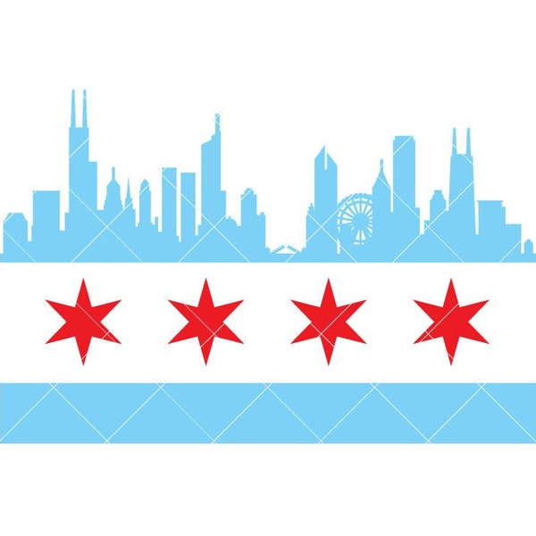 Chicago Skyline Digital Download Clipart - Vector .eps, .dxf, .svg, .png