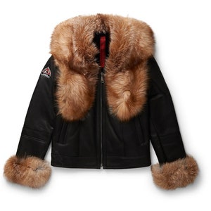 Handmade Original Goose Country Women's Genuine Sheepskin Shearling Jacket With Genuine Full Skin Fox Trim, perfect gift