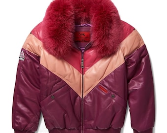 Original Goose Country Women's Lambskin Leather Goose Down V