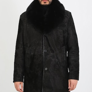 Handmade Men&#39;s Cow Fur Cavallino Jacket, Cow Hair, Cowhide, Spring Winter Fall Jacket, perfect gift, Black